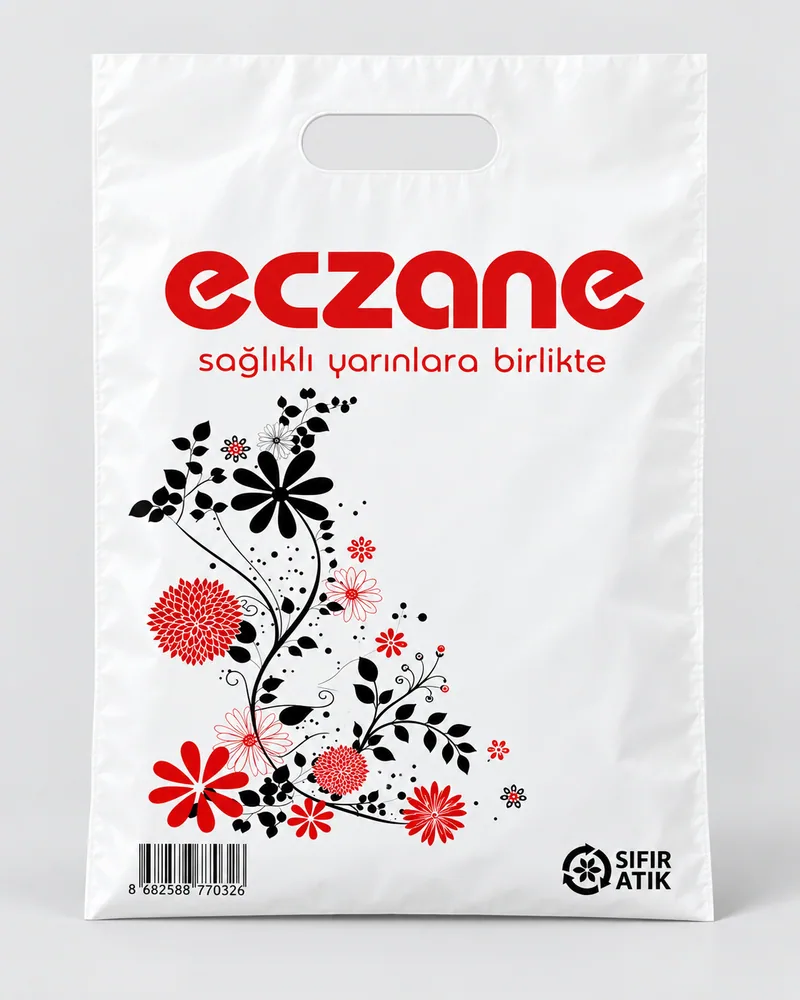No-4 30×40 cm el geçme eczane poşeti, raporlu reçete için büyük boy, Karasu Eczane Poşet